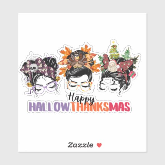 Sticker Messy bun mama Hallowy Hallowthanksmas (Feuille)