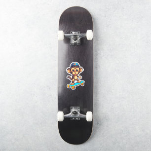 Sticker met Aap die Skateboardt