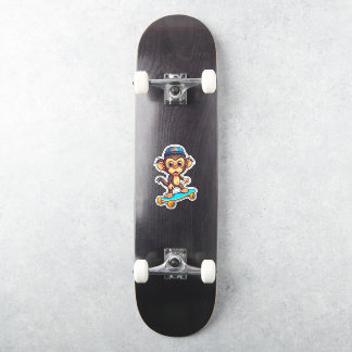 Sticker met Aap die Skateboardt