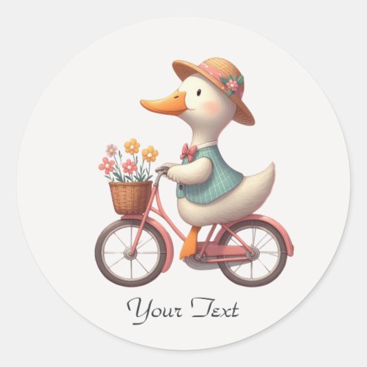 Sticker met bloemige fiets eend (Voorkant)