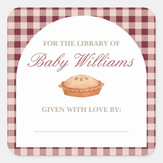 Sticker met boekplaat voor Cutie Pie Baby Shower (Voorkant)