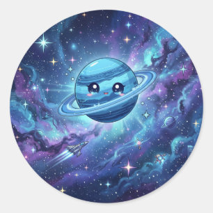 Sticker met Cute Neptunus Planeet