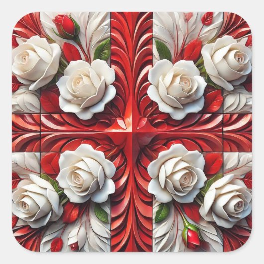 Sticker met Engels Rozen Design (Voorkant)