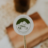 Sticker met favor voor kampeer vrijgezellenfeest