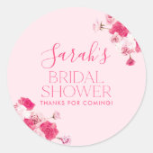 Sticker met felroze bloemen voor bruidscadeautje (Voorkant)