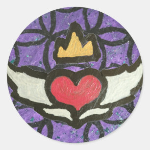 Sticker met gevleugeld hart
