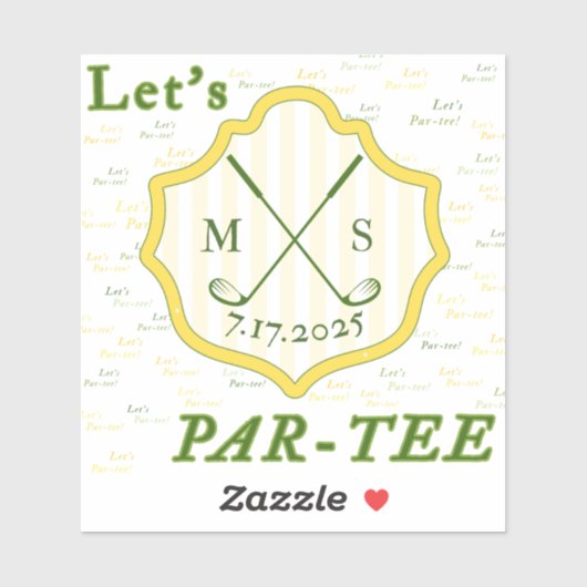 Sticker met golfthema "Let's Par-t-shirt" (Vel)