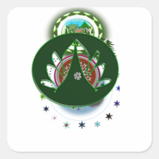 Sticker met groene bladeren