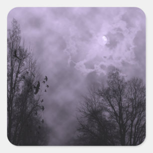 Sticker met Haunted Sky Paarse Mist Halloween