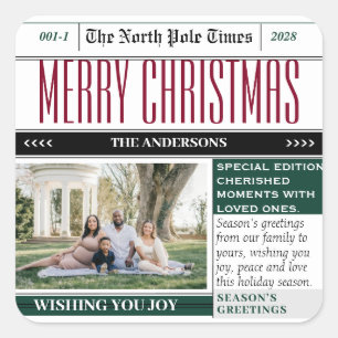 Sticker met het thema kerstvakantie krant