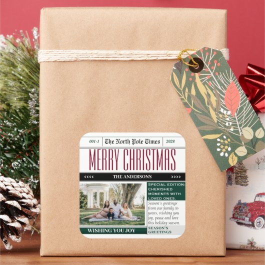 Sticker met het thema kerstvakantie krant (Feestdagen)