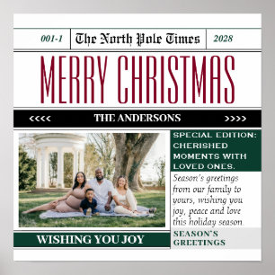 Sticker met het thema kerstvakantie krant poster
