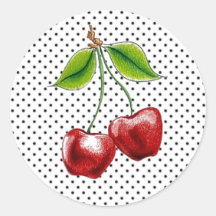 Sticker met kersen en polka stippen (vel van 20)