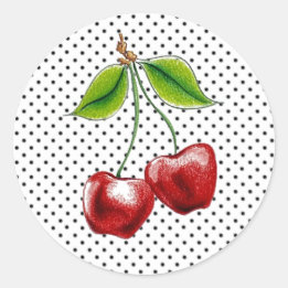 Sticker met kersen en polka stippen (vel van 20)