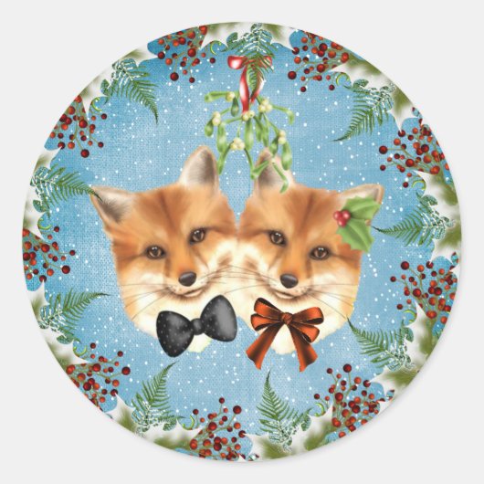 Sticker met kerstmis-fox-mistletoe (Voorkant)