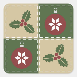 Sticker met kerstquilt