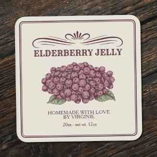 Sticker met label voor vintage-look vlierbessenjam