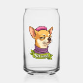 Sticker met pittige Chihuahua Blikvorm Glas (Voorkant)