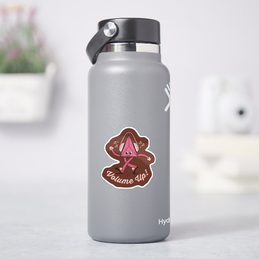 Sticker met retro karakter voor volume omhoog (HydroFlask)