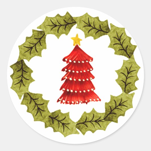 Sticker met rode kerstboom (Voorkant)