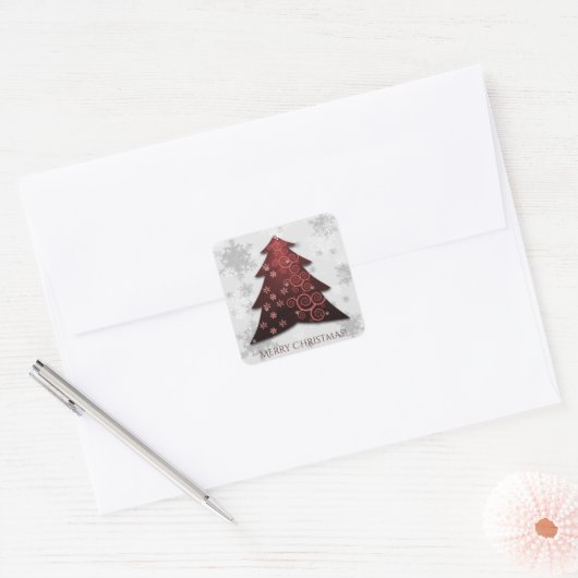 Sticker met rode kerstboom (Envelop)