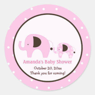 Sticker met ronde roze dot olifant