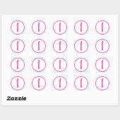 Sticker met roze nummer en rand (Vel)
