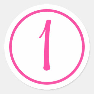 Sticker met roze nummer en rand