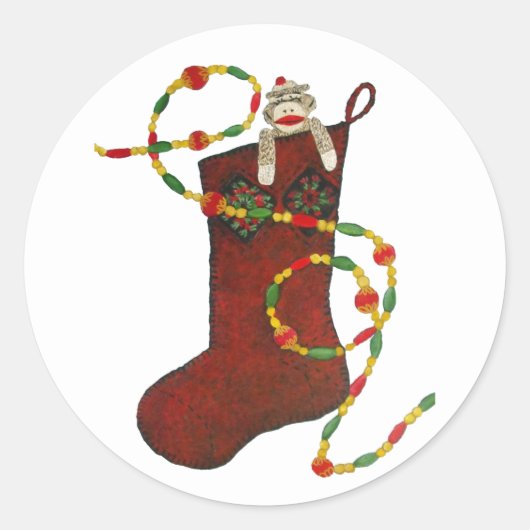 Sticker met Sock Monkey-kerststop (Voorkant)