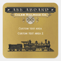 Sticker met stoomlocomotief op vintage treinfeestj