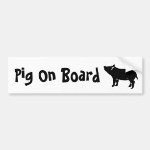 Sticker met varken op het bord