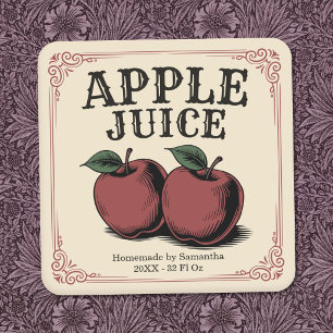 Sticker met vintage label voor appel sap