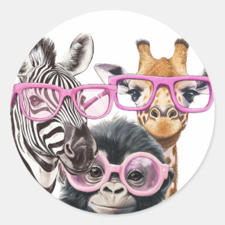Sticker met vriendelijke dieren – Zebra Giraffe Aa