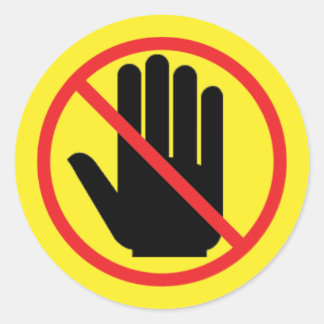 sticker met waarschuwing