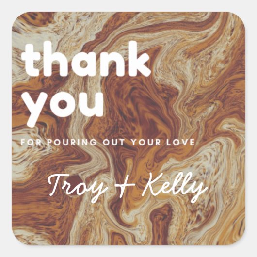 Sticker met wervelende koffiedouche favor (Voorkant)