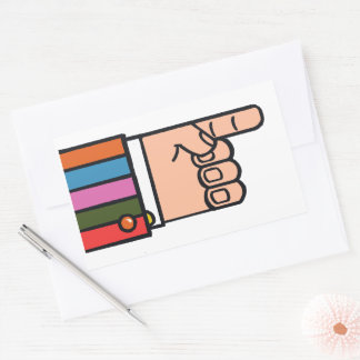 Sticker met wijzende hand