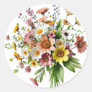 Sticker met wilde bloemenboeket Kleurrijk botani