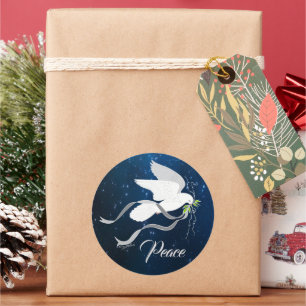 Sticker met witte dove Classic Round