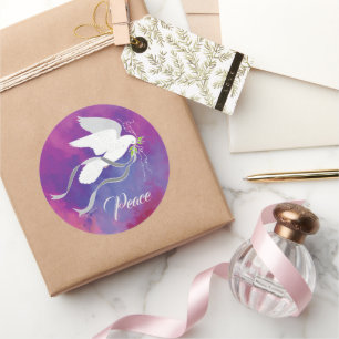 Sticker met witte dove Classic Round