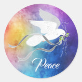 Sticker met witte dove Classic Round (Voorkant)