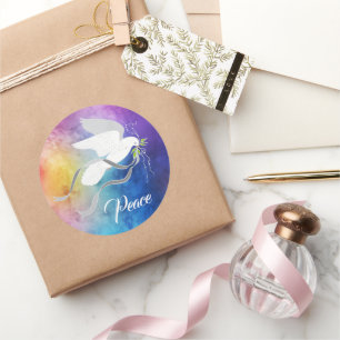 Sticker met witte dove Classic Round