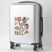 Sticker métal or argent mascarade vapeur masques (Sur valise)