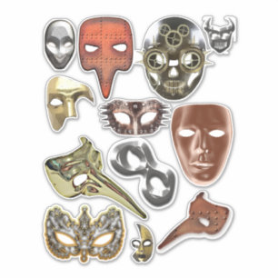 Sticker métal or argent mascarade vapeur masques