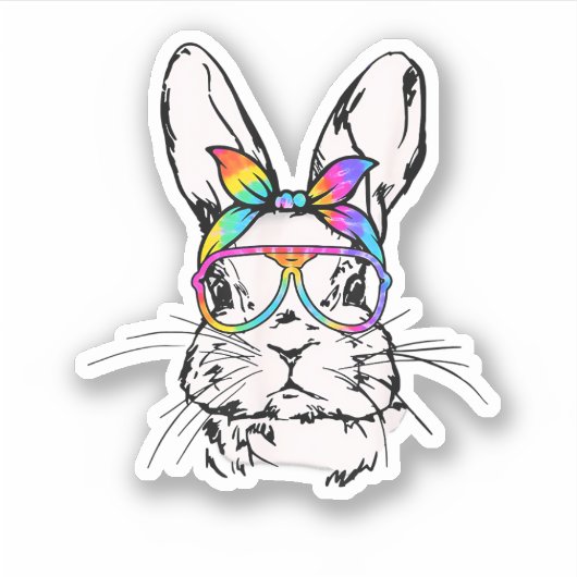 Sticker Mets Bunny Messy Bun Tie Dye Bandana Rabbit Easte (Devant)