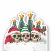 Sticker Mexican Calavera Santa Flower Sugar Skull Christma (Devant)