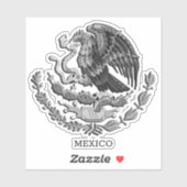 Sticker Mexique & Aigle, Drapeau Mexicain (Feuille)