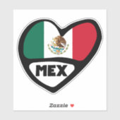 Sticker Mexique Code Pays Coeur Drapeau, MEX (Feuille)
