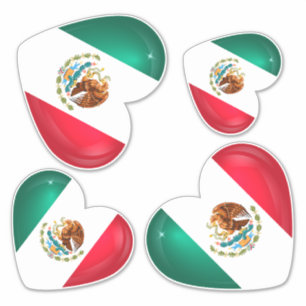 Sticker Mexique Drapeau Coeur coupé