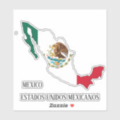 Sticker Mexique Drapeau Pays Carte Patriotique (Feuille)