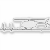 Sticker MH-6 Petit hélicoptère d'oiseaux pulse cardiaque (Devant)